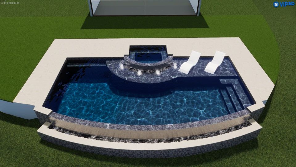 Gunite Infinity Pool with Spa on Smith Lake