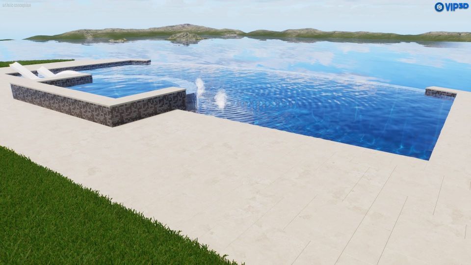Gunite Infinity Pool with Spa on Smith Lake