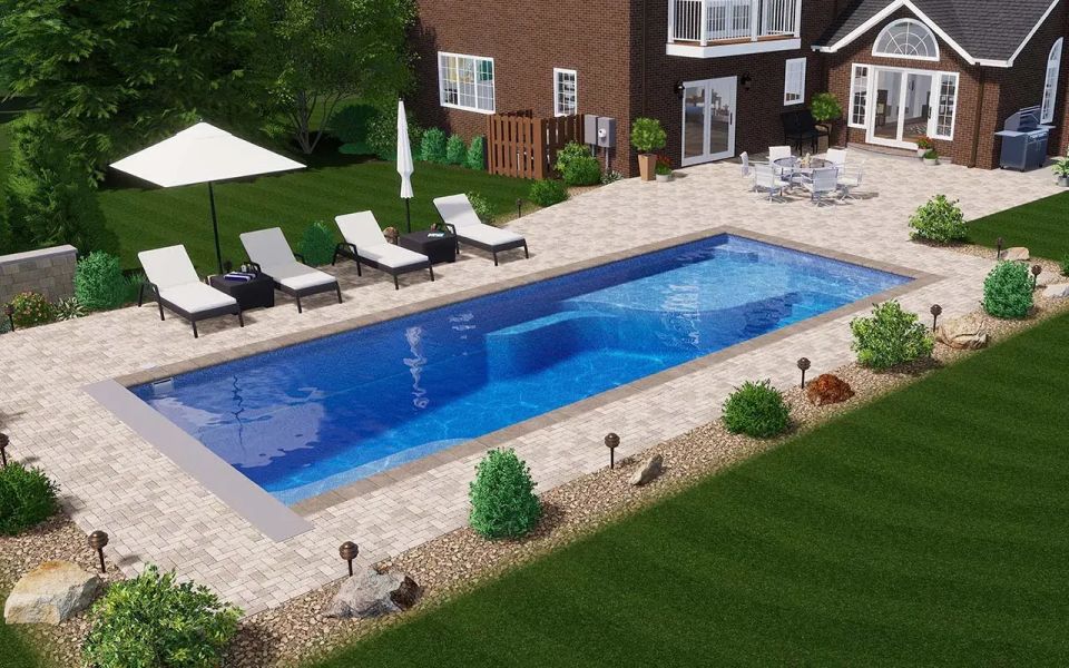 Latham Ariel 16 fiberglass pool